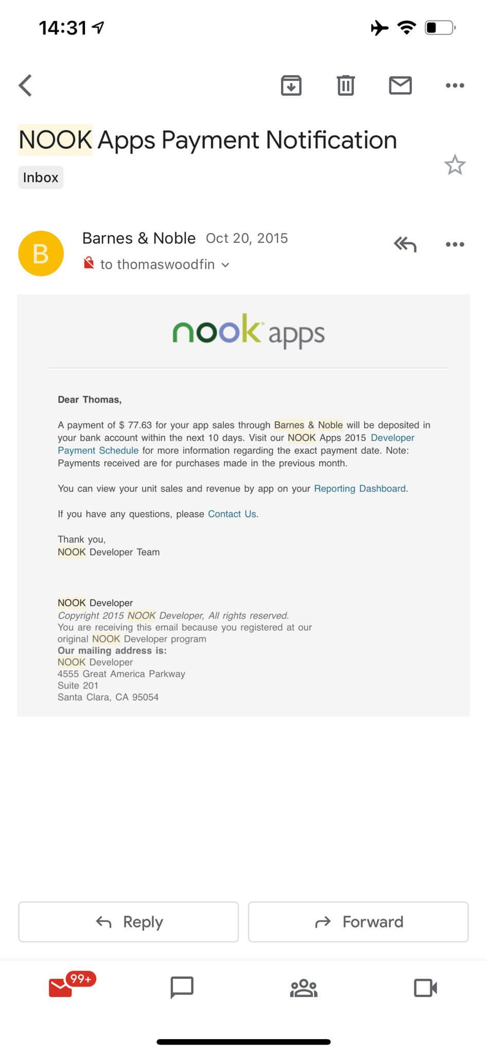 Payment proof of App Sale from Barnes & Noble_Nook Apps